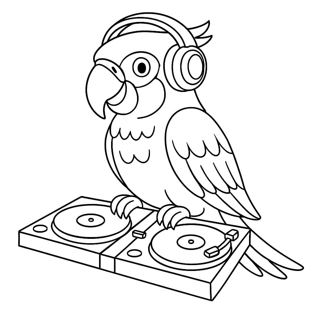 Arara DJ para colorir