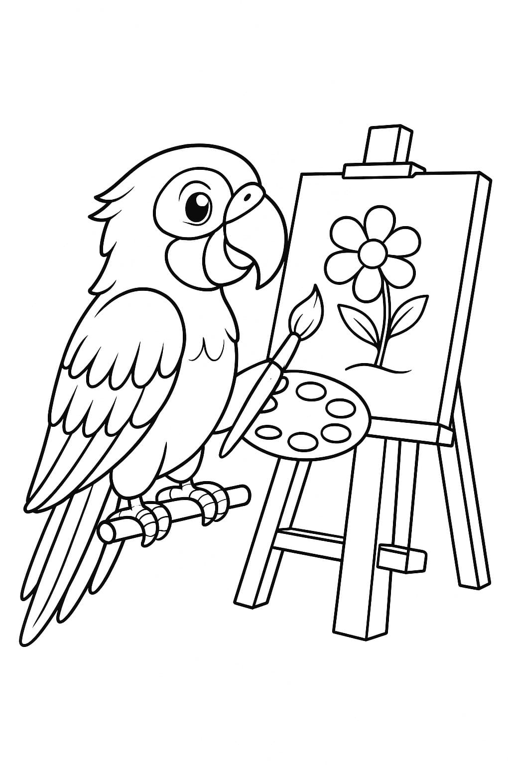 Arara e arco-íris para colorir