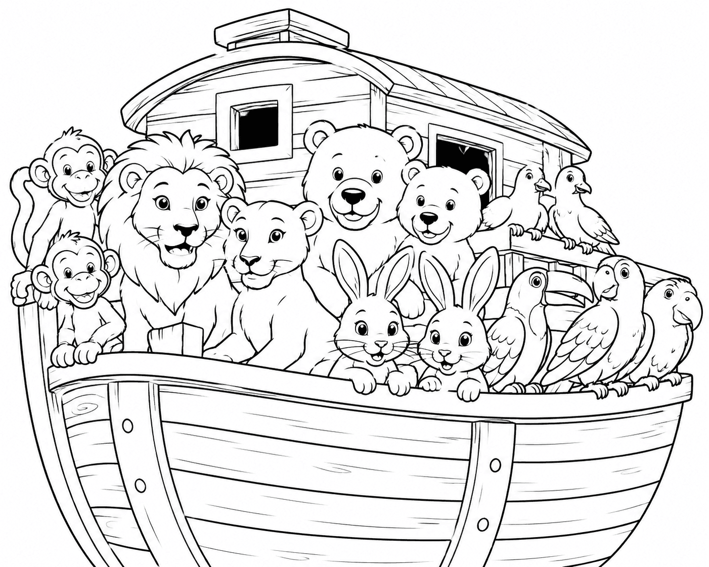 Arca de Noé e animais para colorir