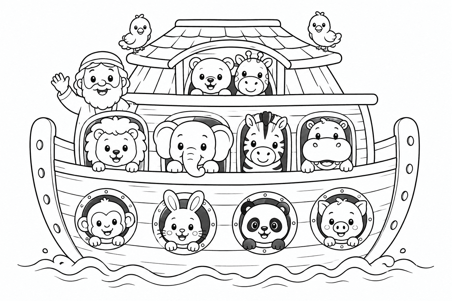 Desenho infantil da Arca de Noé para colorir