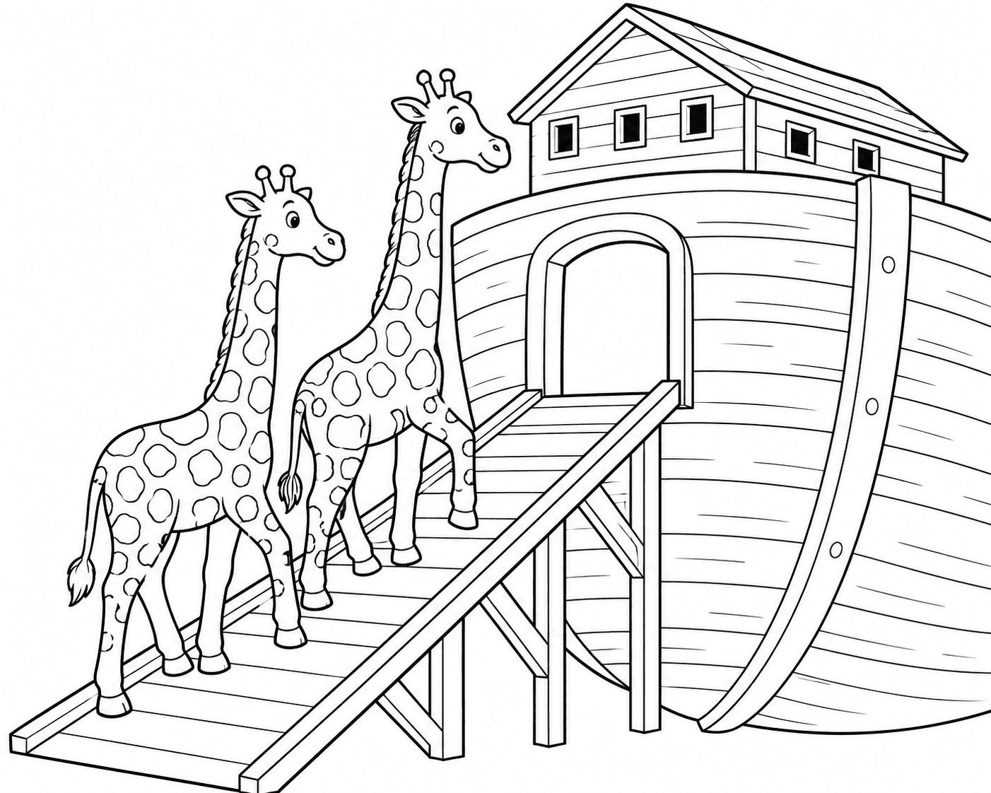 Girafas na Arca de Noé para colorir