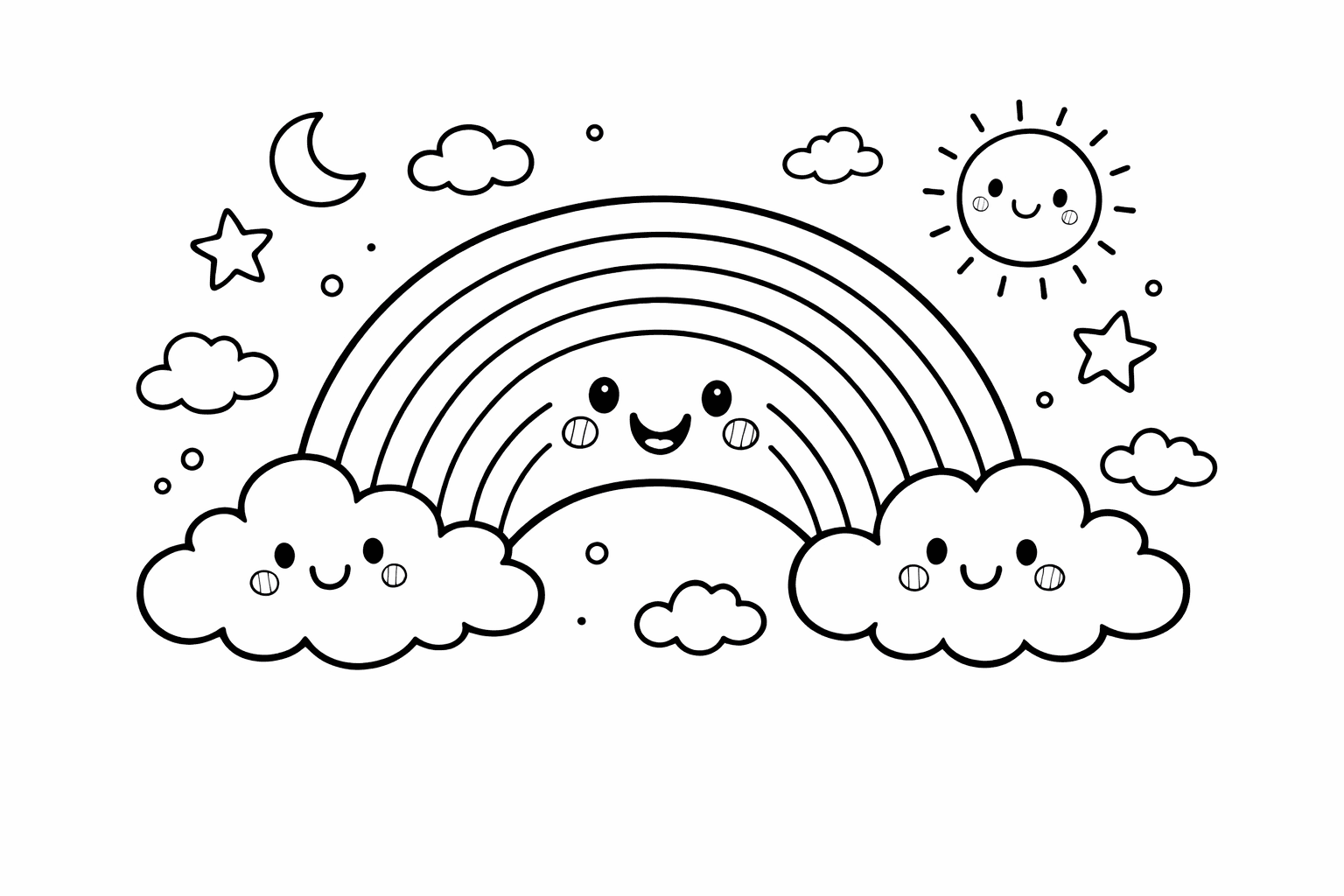 Arco-íris feliz para colorir