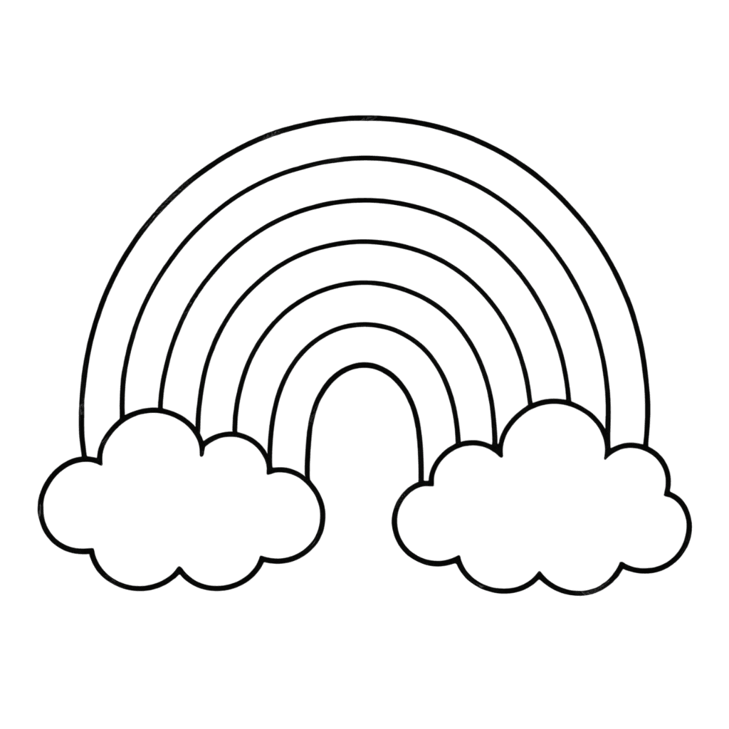 Arco-íris entre nuvens para colorir