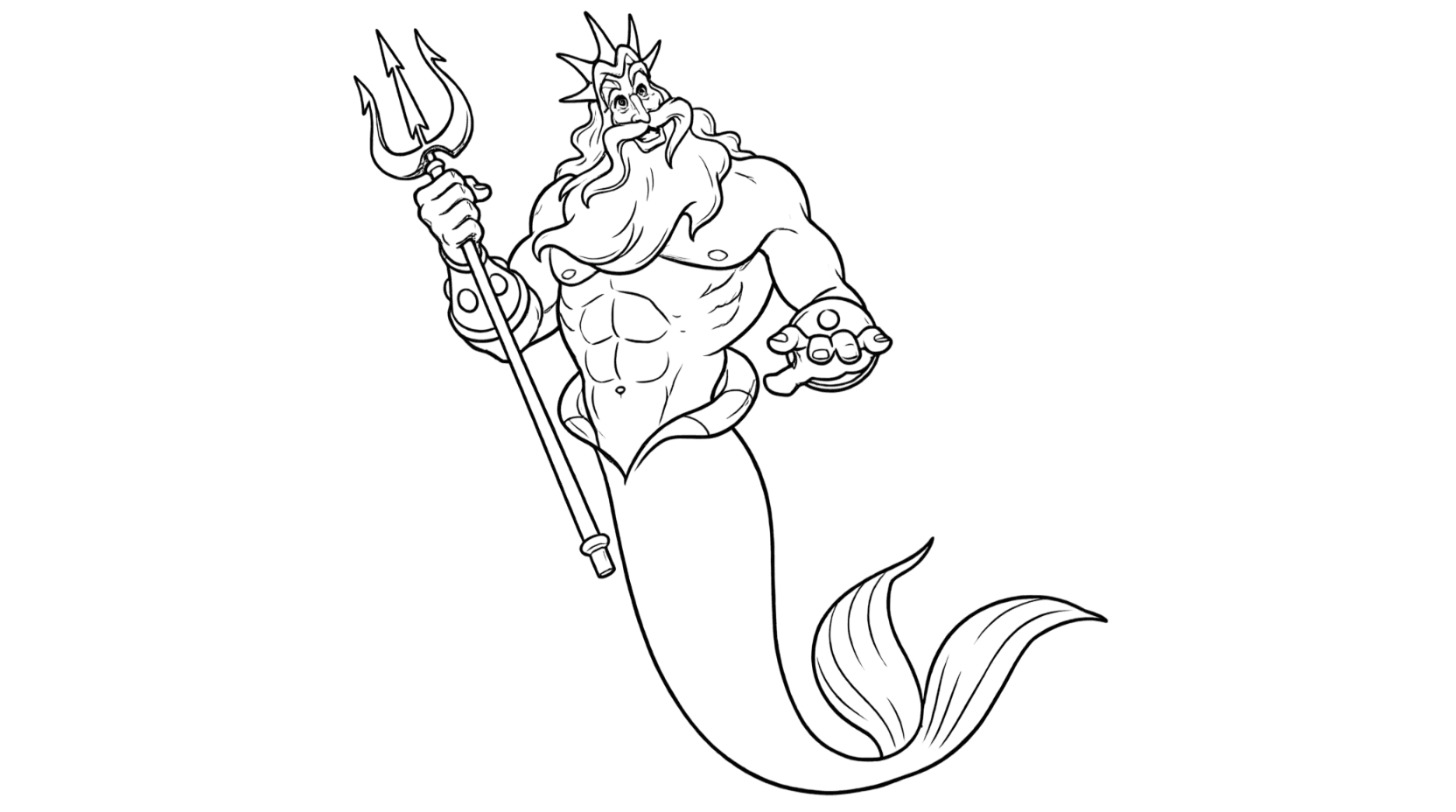 Ariel e Rei Tritão para colorir