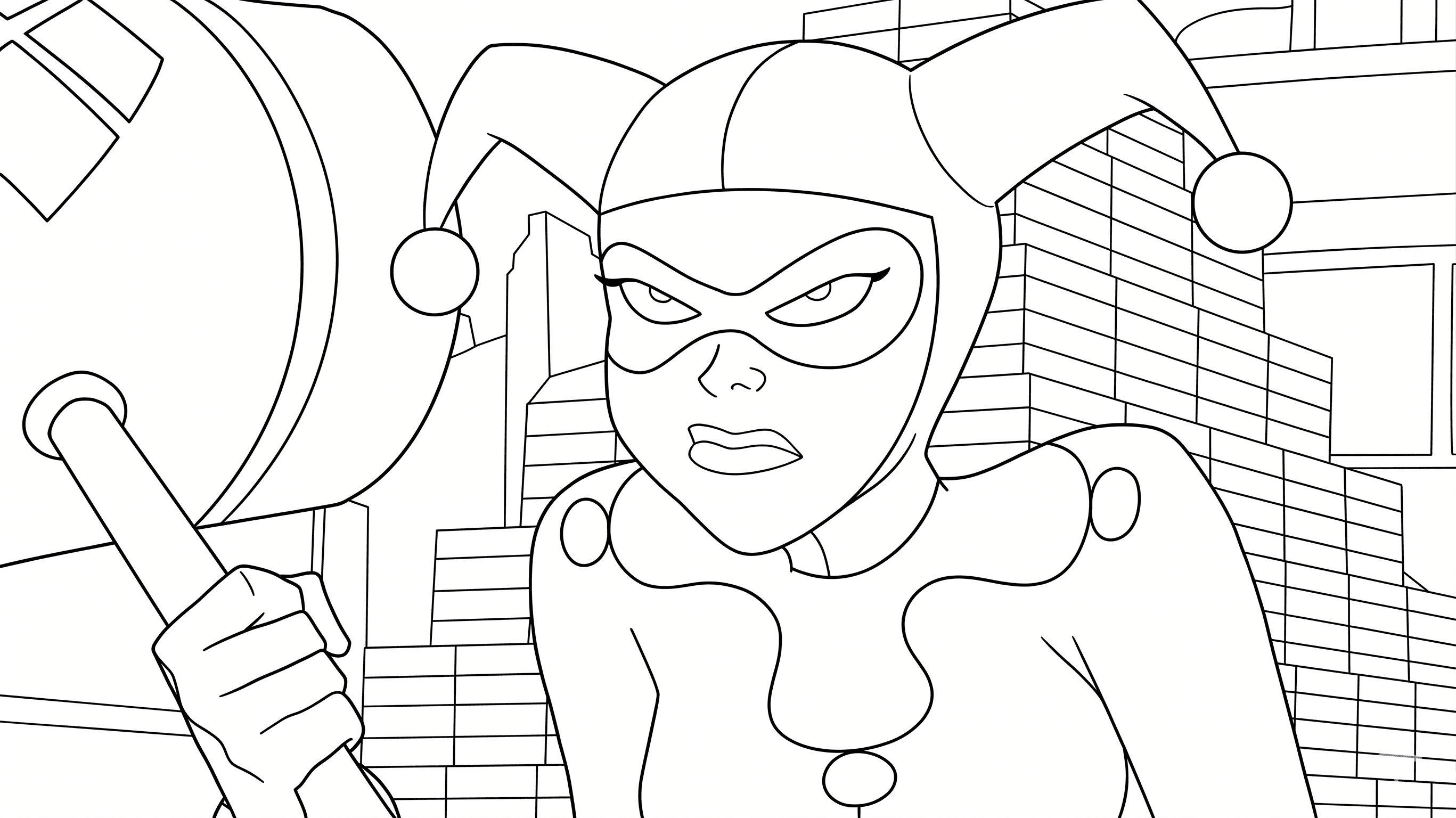 Arlequina DC para colorir