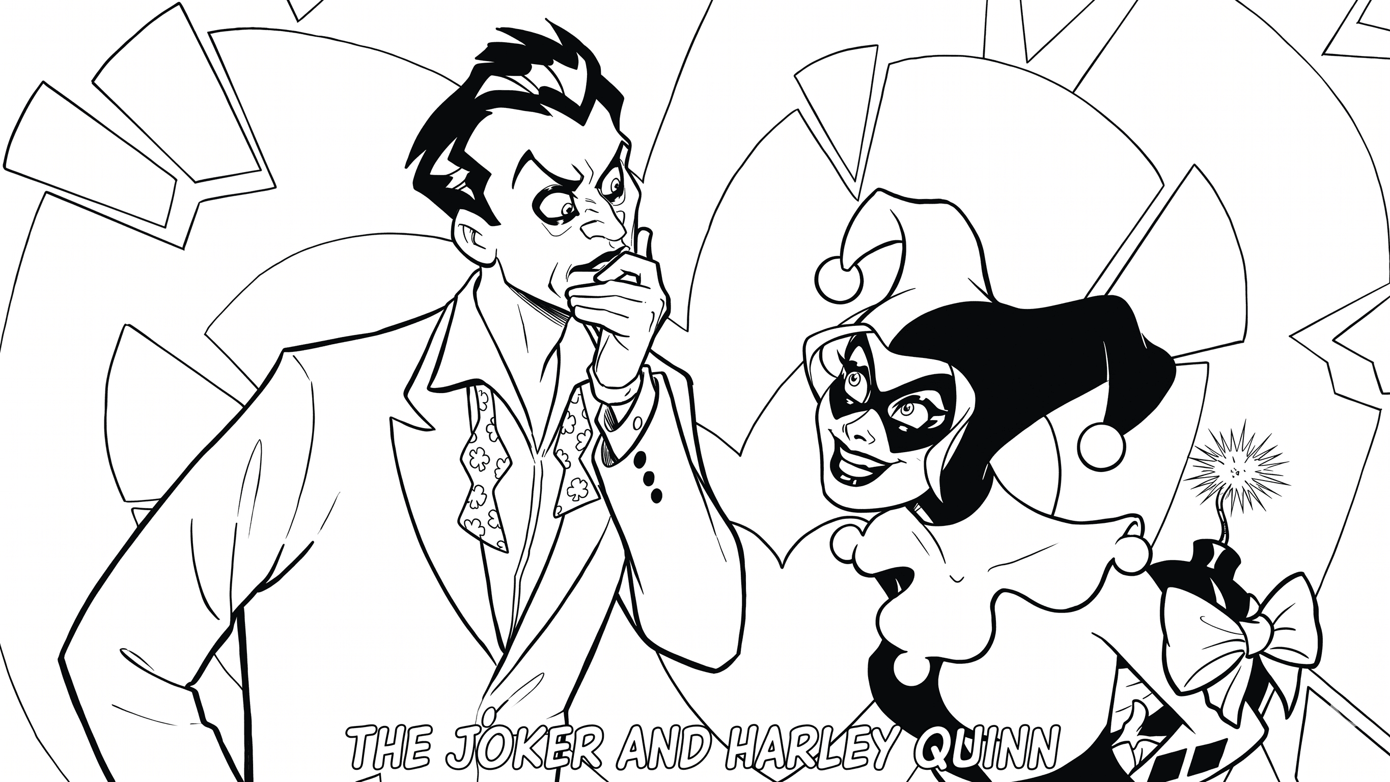 Coringa e Arlequina para colorir
