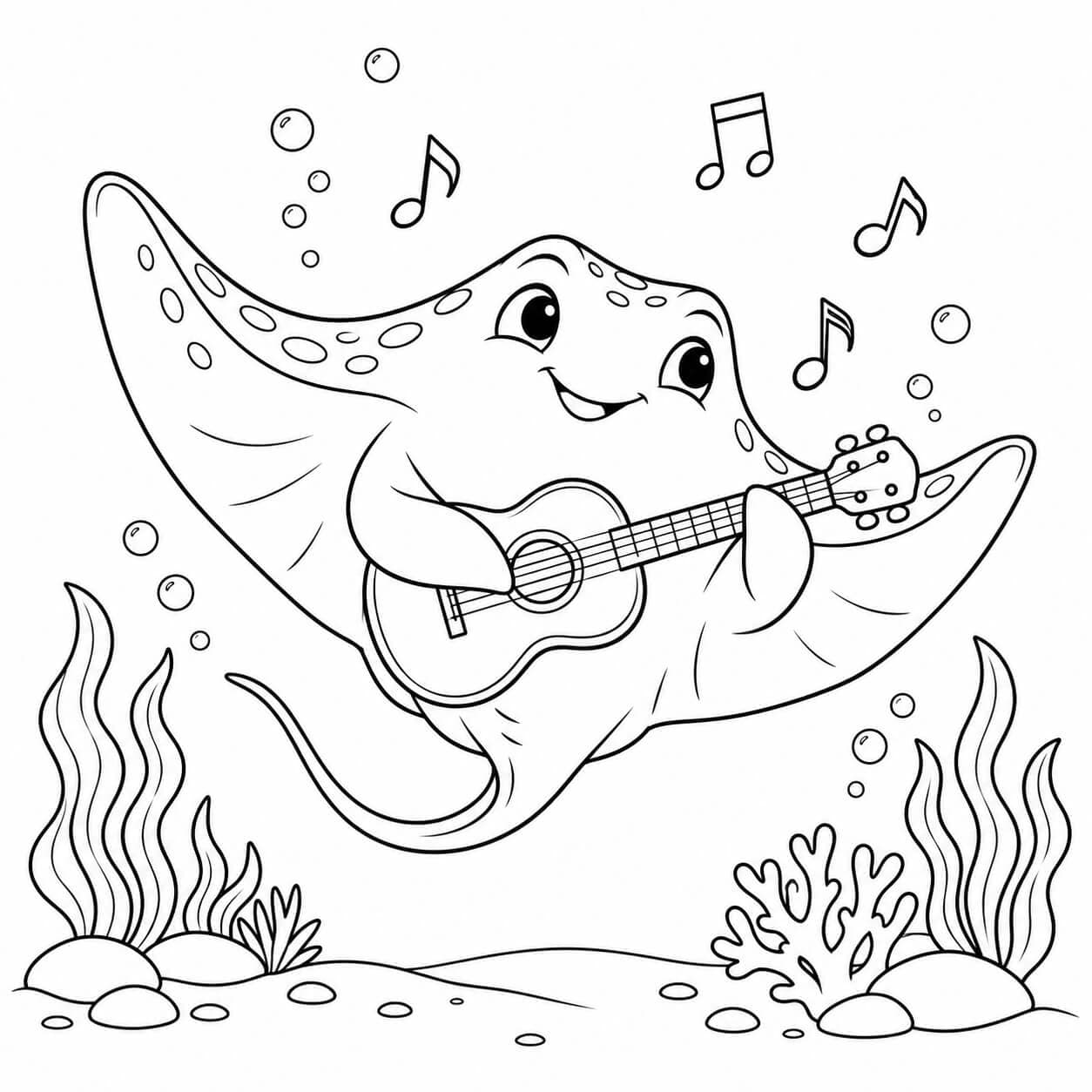 Arraia tocando música para colorir