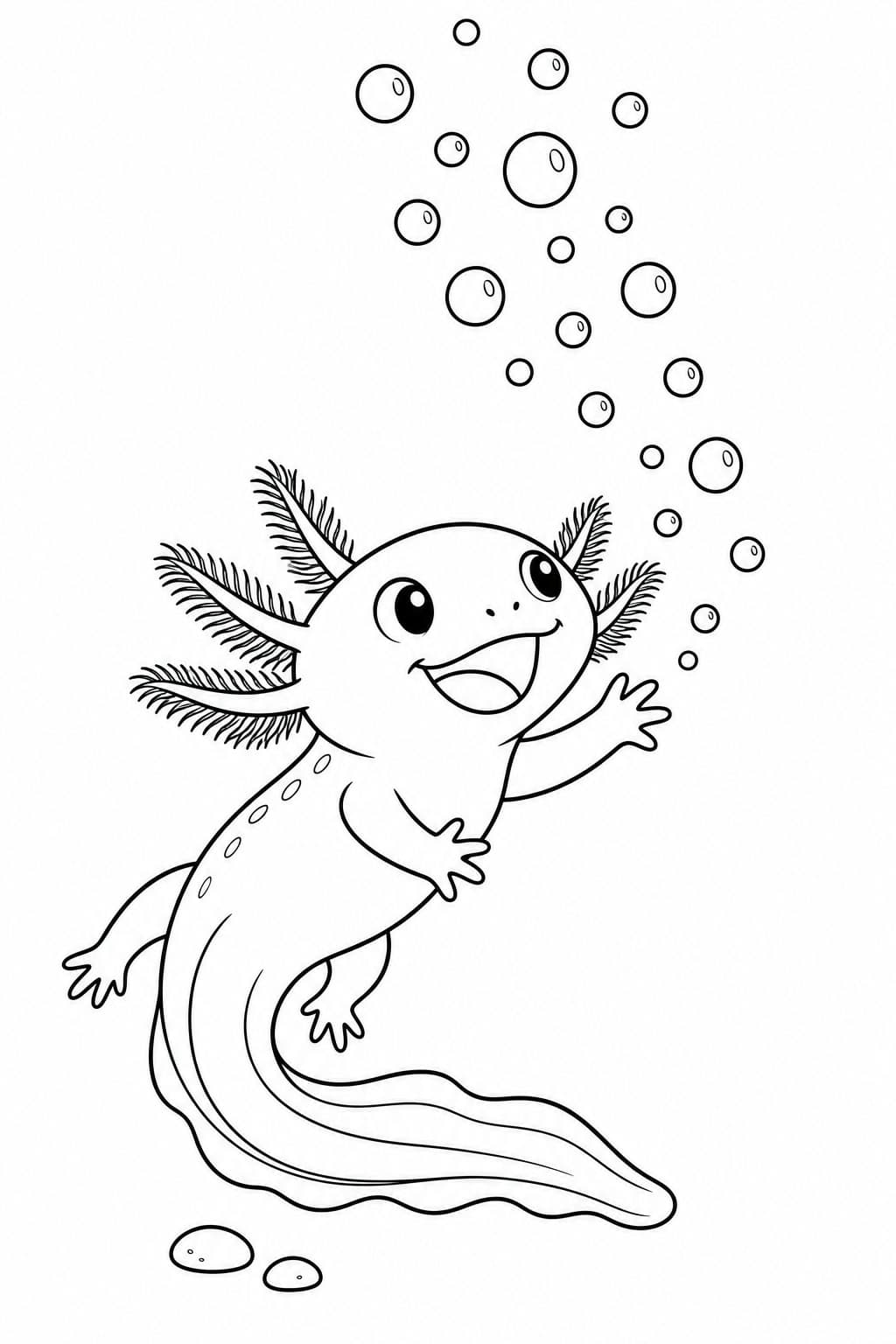 Axolote com bolhas para colorir