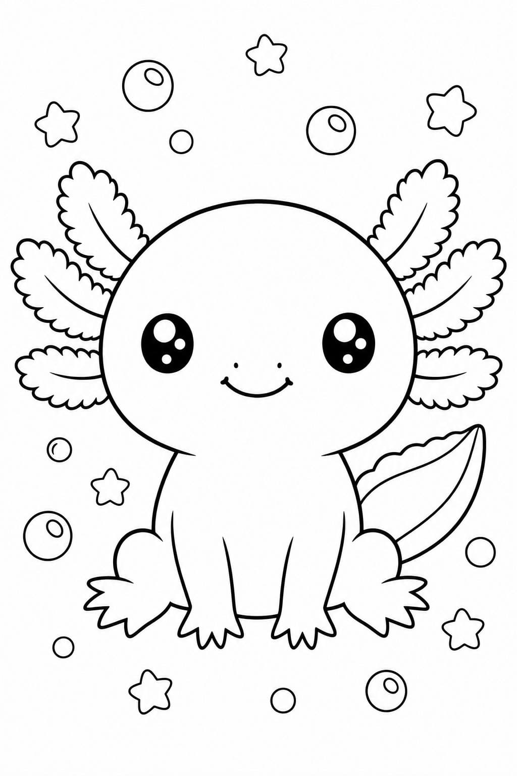 Axolote kawaii para colorir