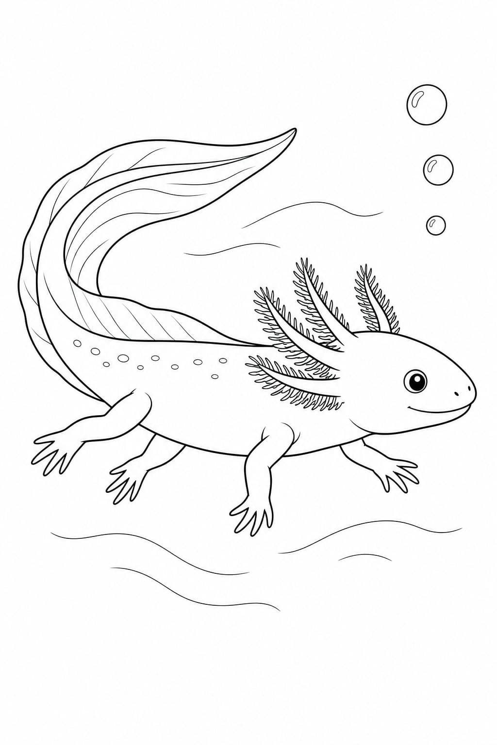 Axolote nadando para colorir