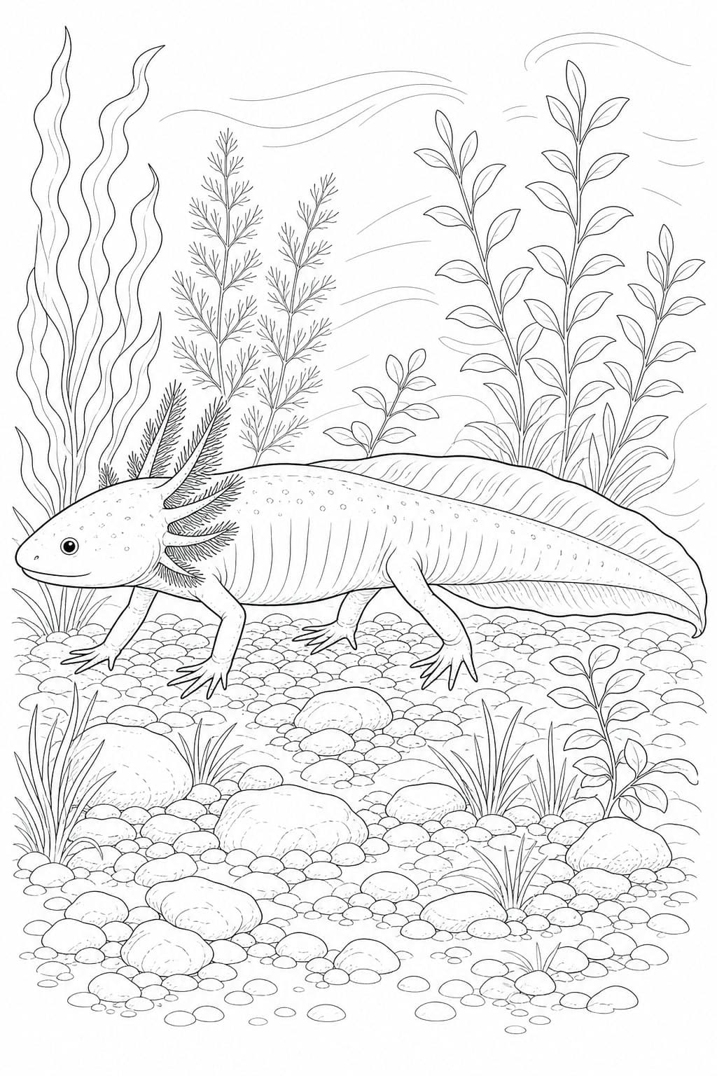 Axolote realista para colorir