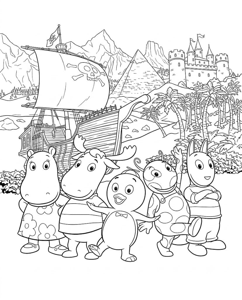 Backyardigans e barco para colorir