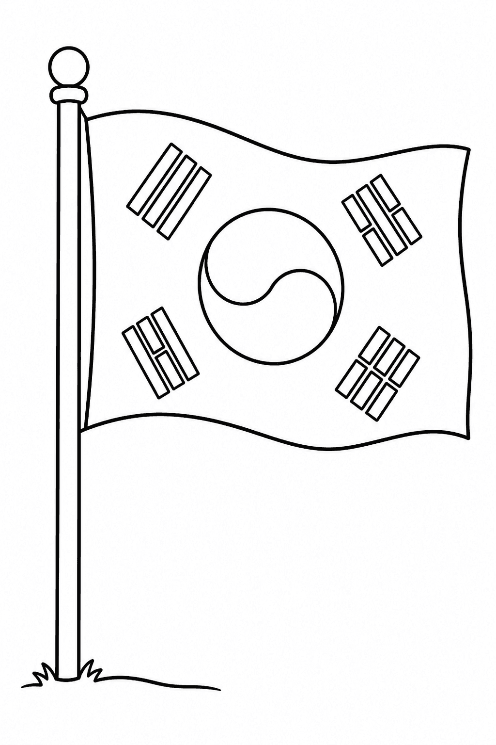 Bandeira da Coreia do Sul para colorir