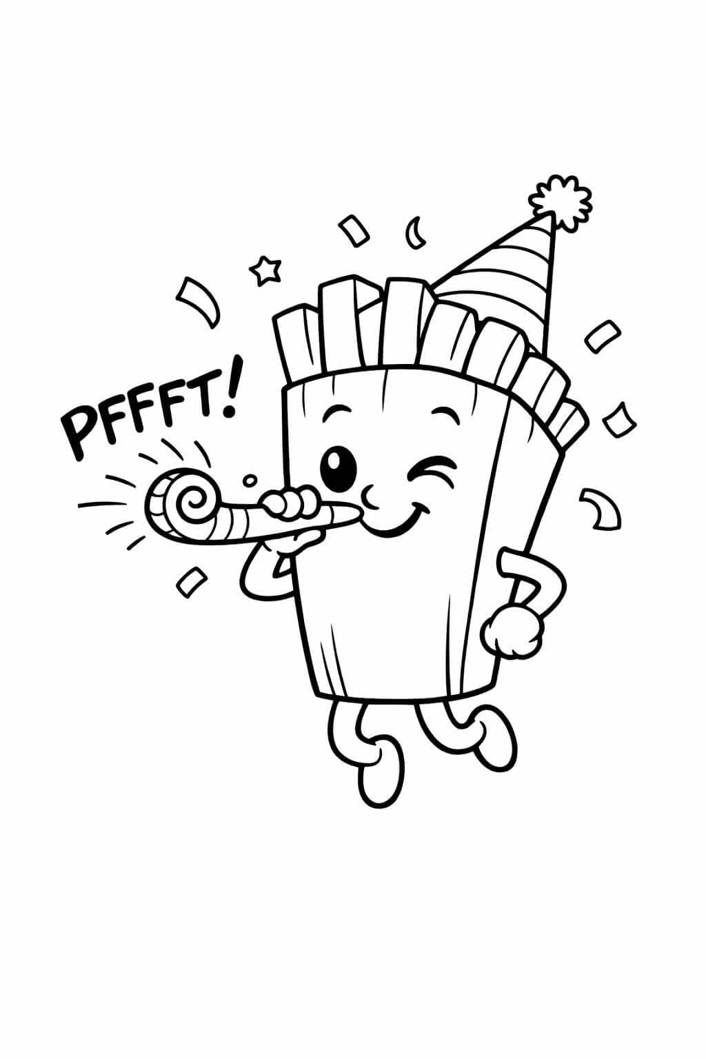 Batata frita soprando língua de sogra para colorir