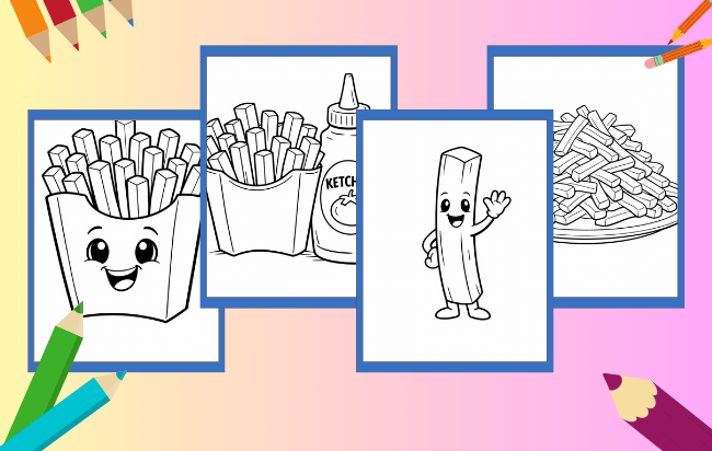 Desenhos de Batata Frita para colorir