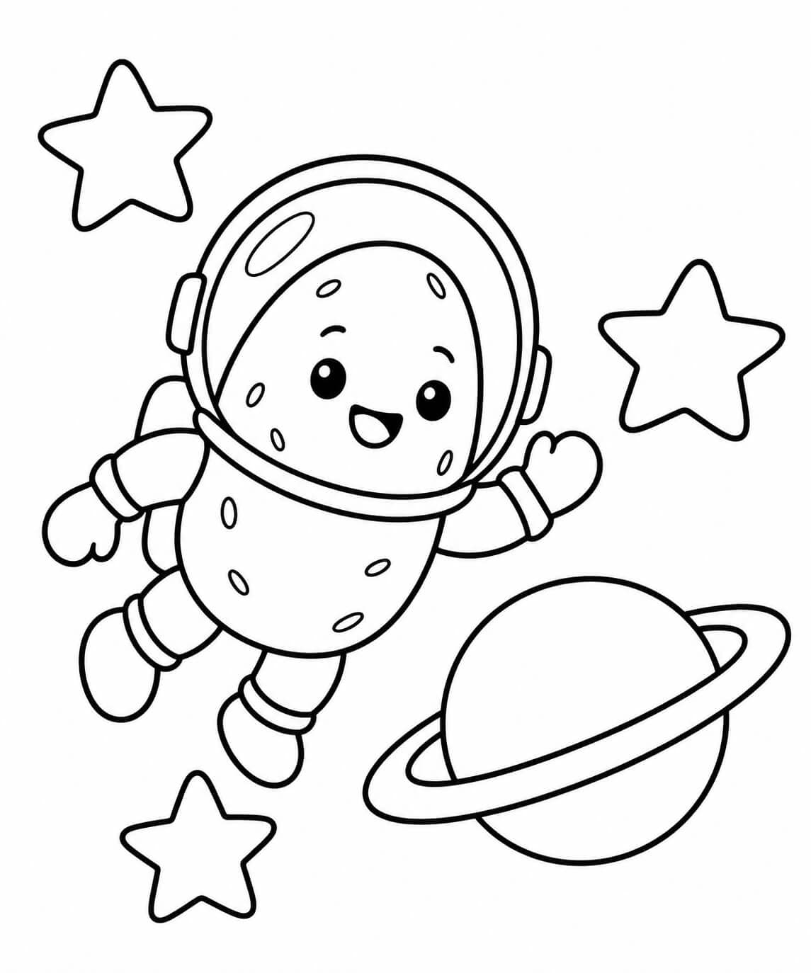 Batata astronauta para colorir