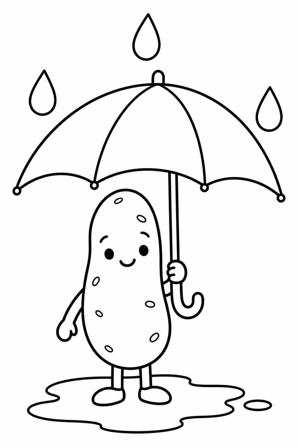 Batata com guarda-chuva para colorir