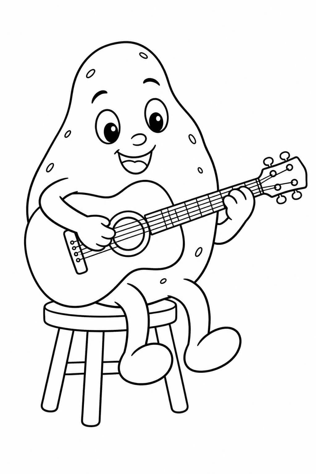 Batata com violão para colorir