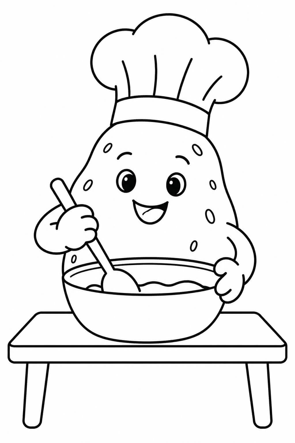 Batata cozinheira para colorir