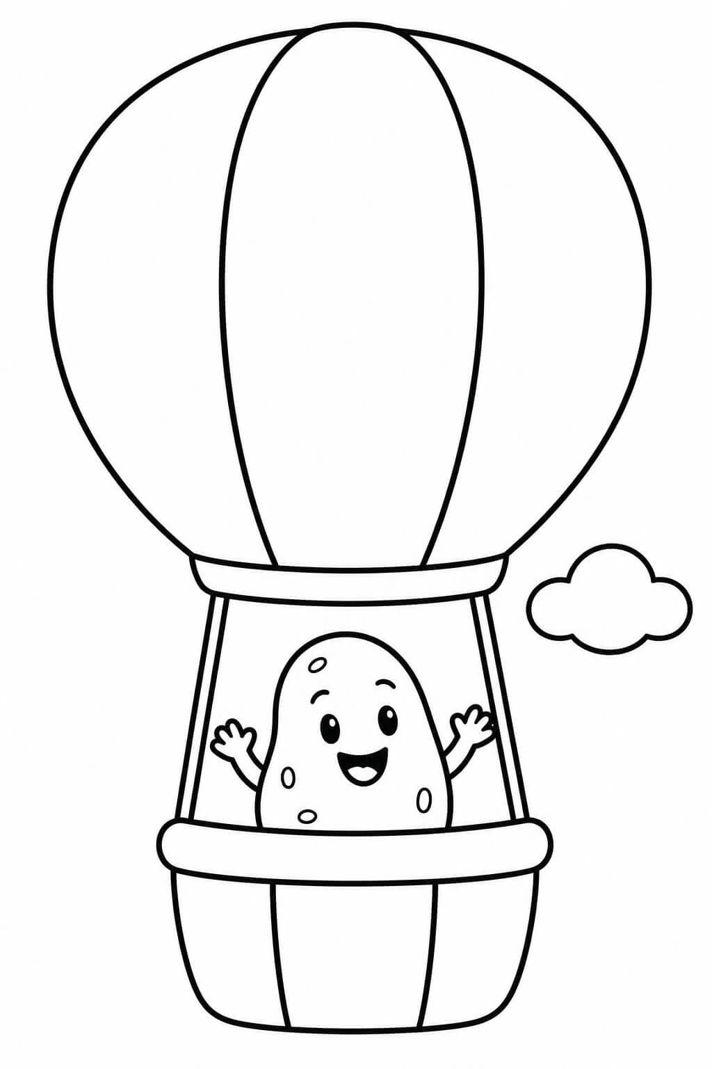 Batata no balão de ar quente para colorir