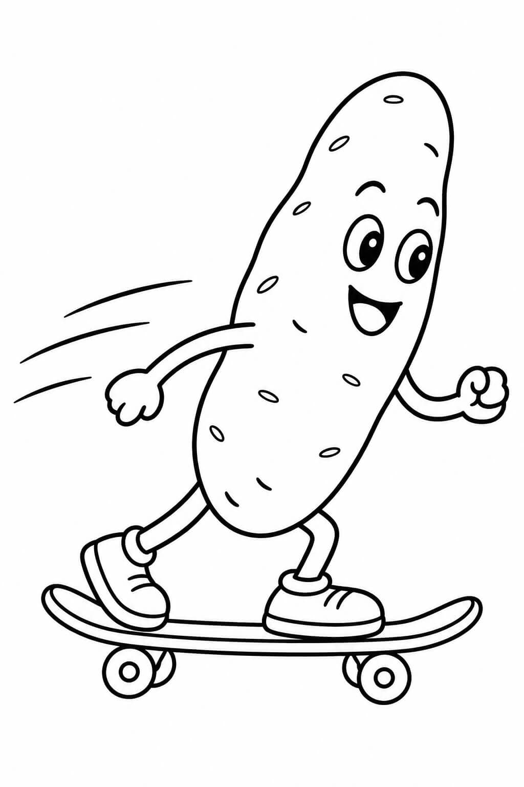Batata no skate para colorir