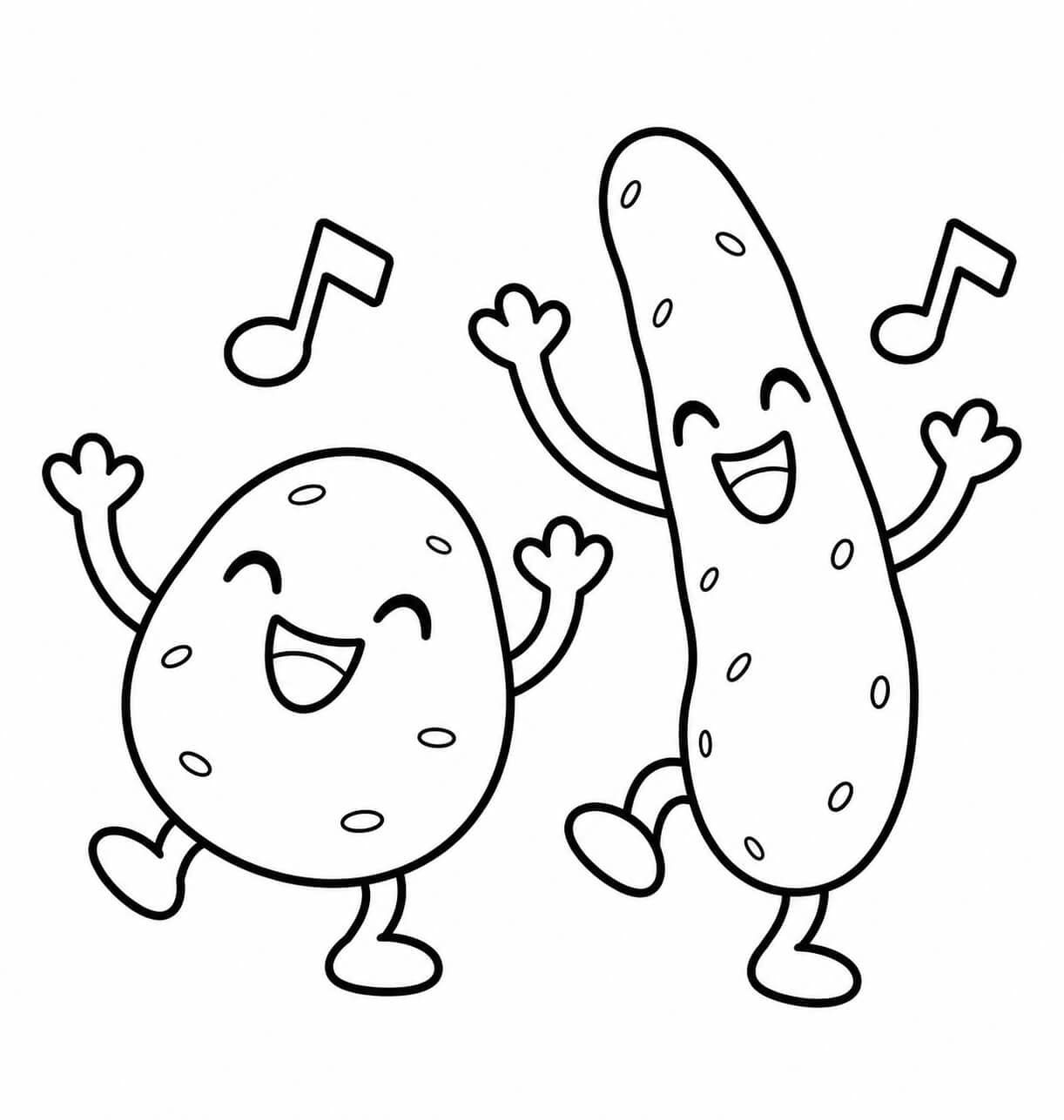 Batatas dançando para colorir