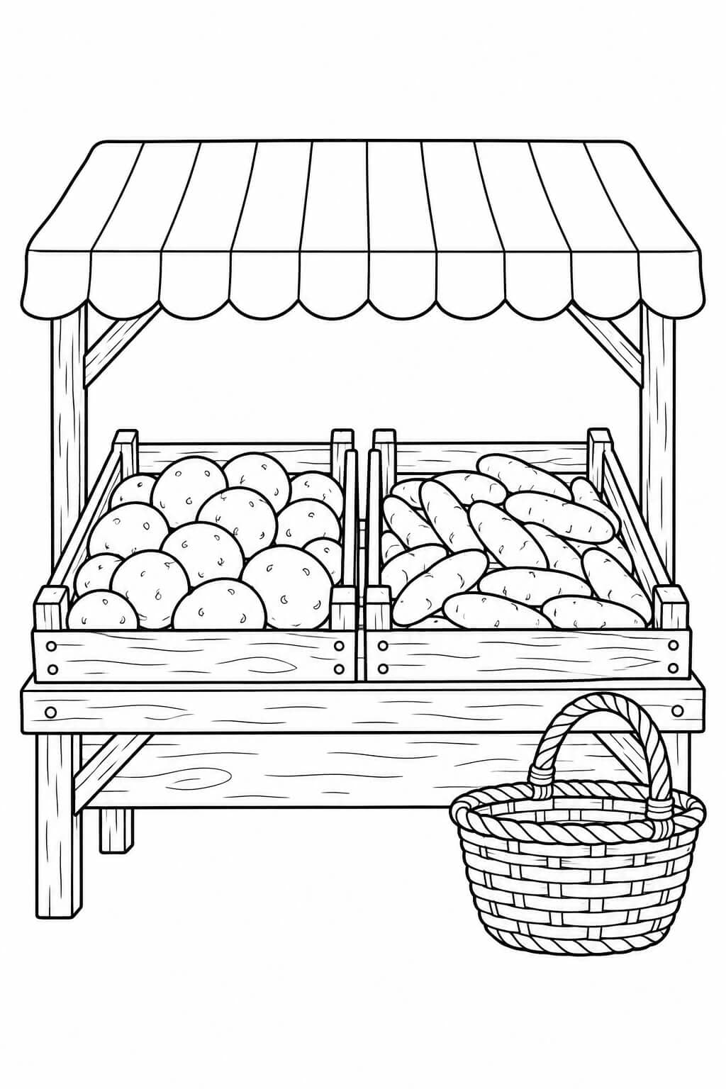Batatas na feira para colorir