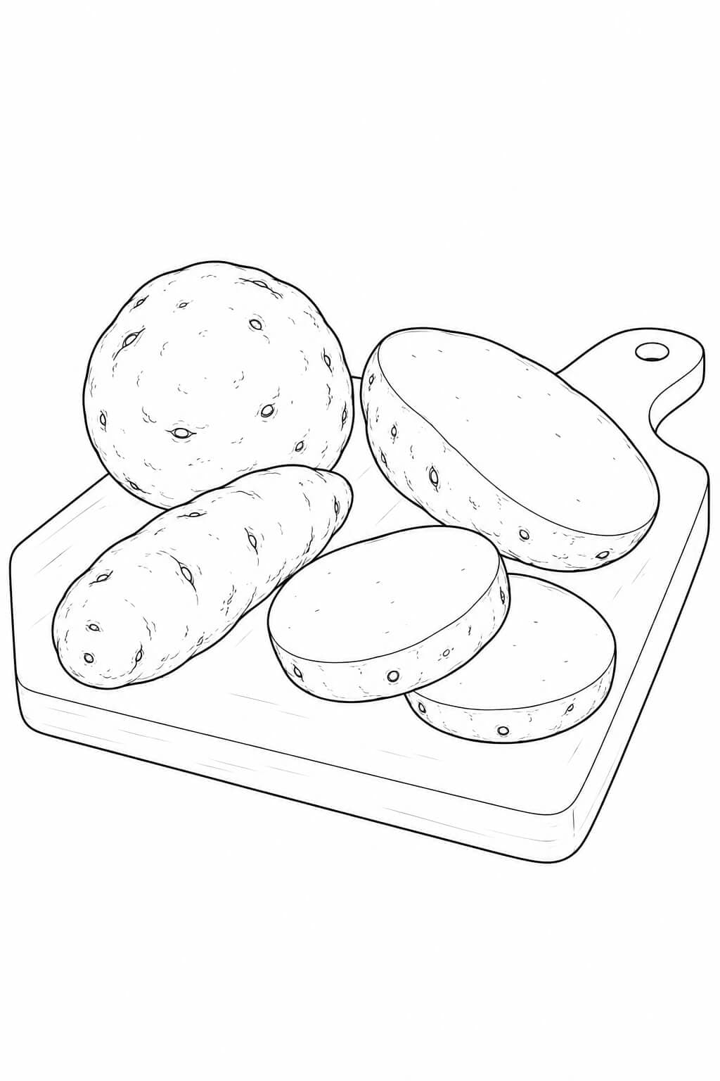 Batatas realistas com rodelas para colorir