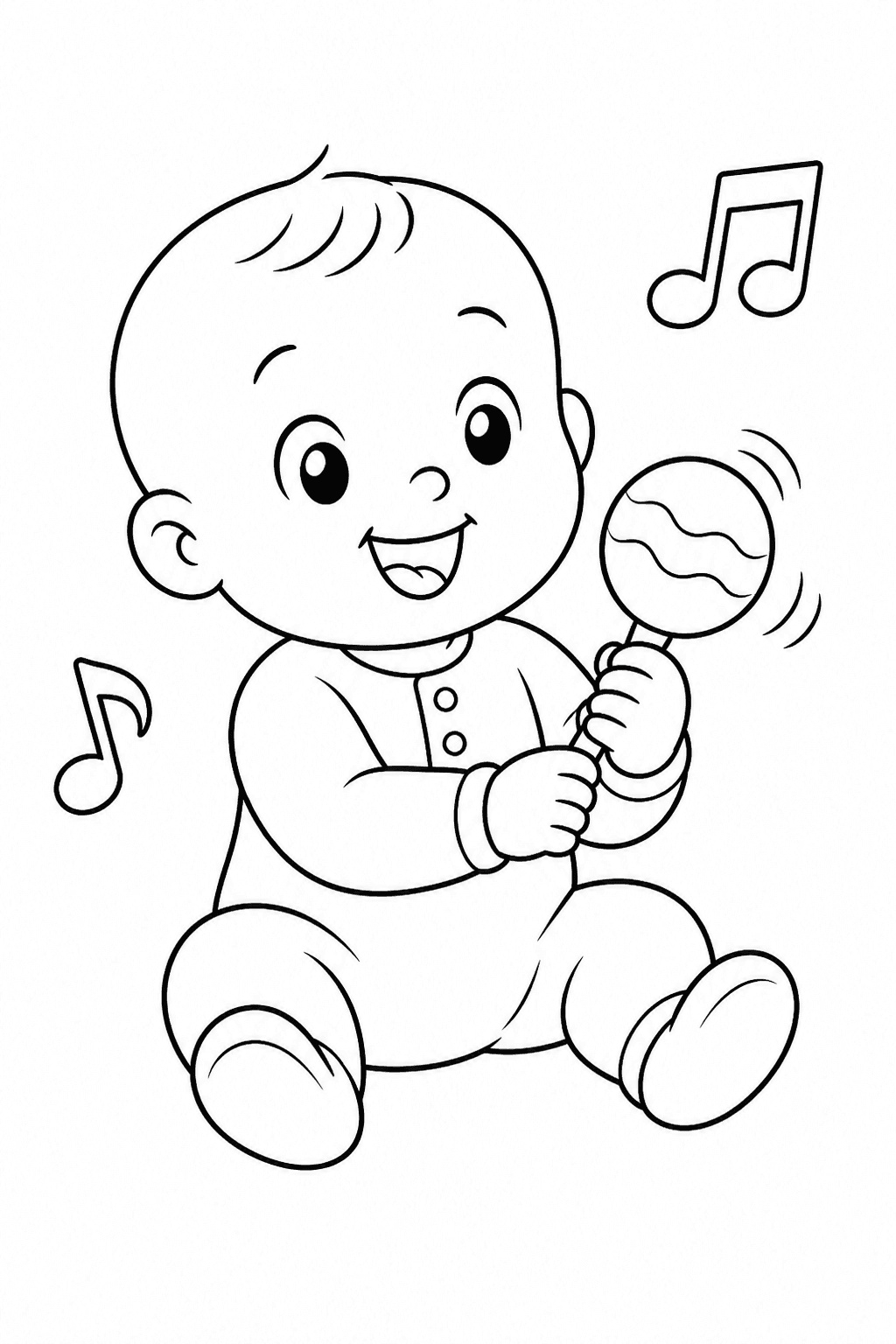 Bebê brincando com chocalho para colorir