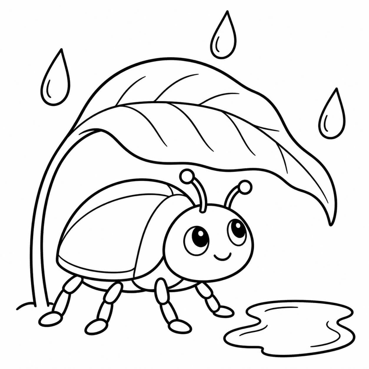 Besouro com guarda-chuva para colorir