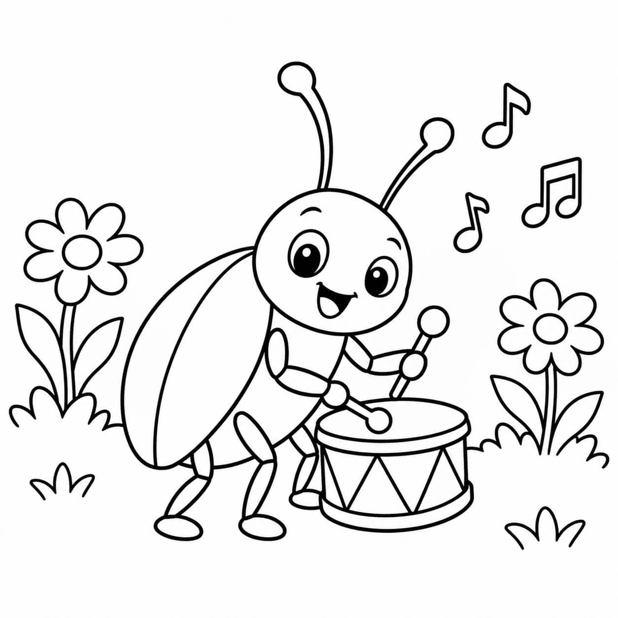Besouro músico para colorir