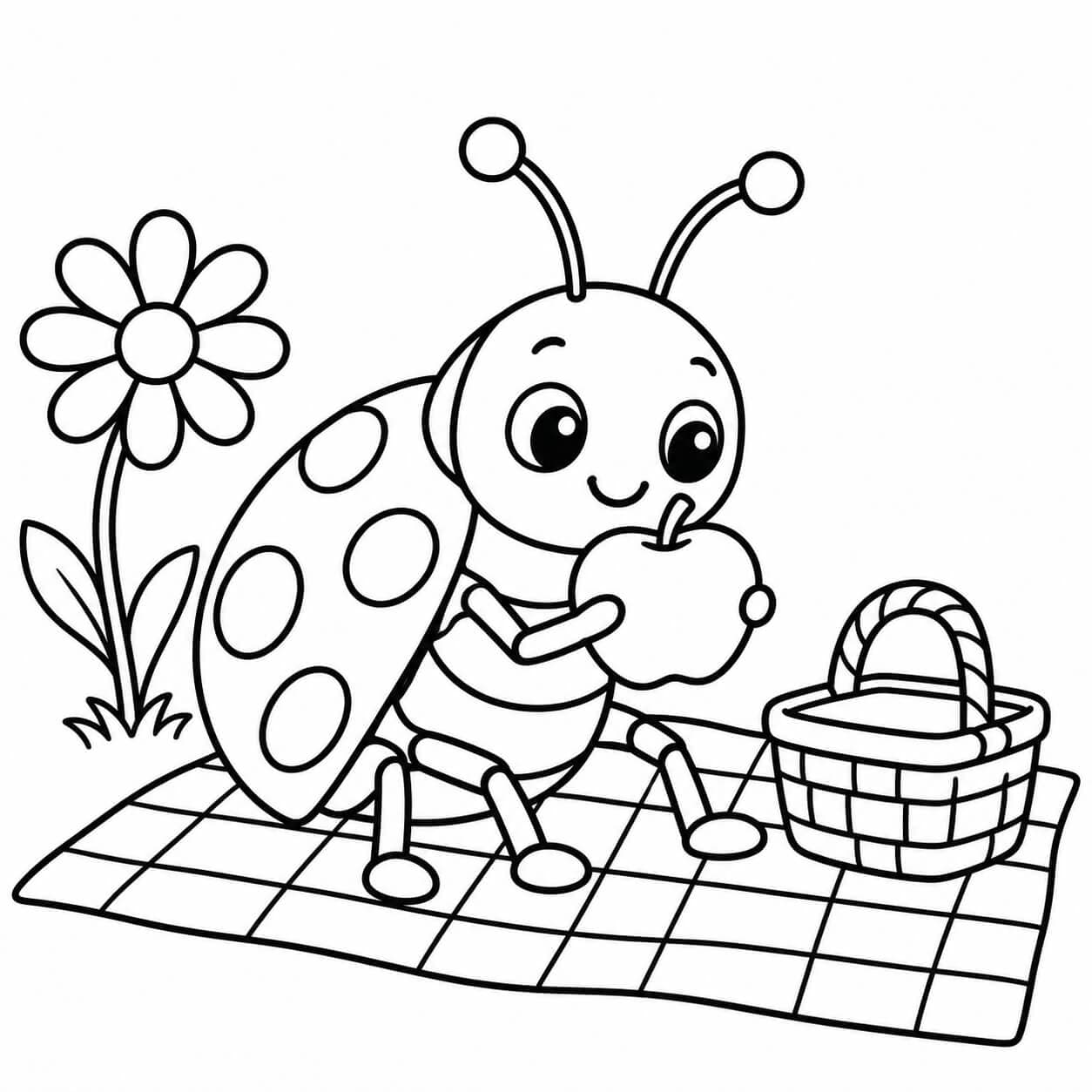 Besouro no piquenique para colorir