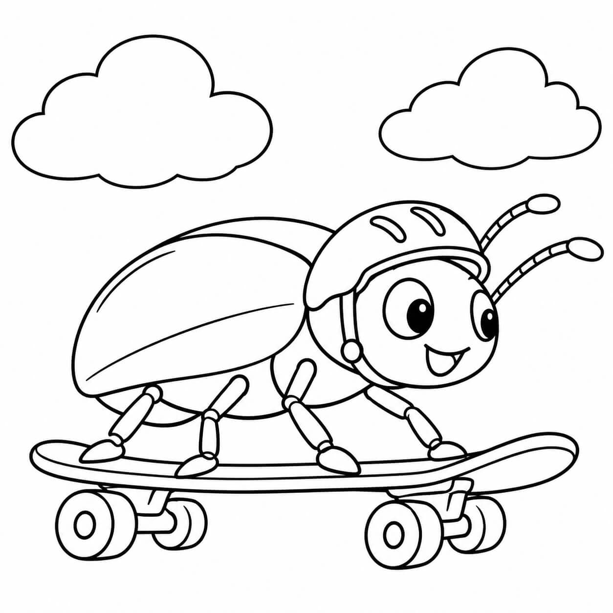 Besouro no skate para colorir