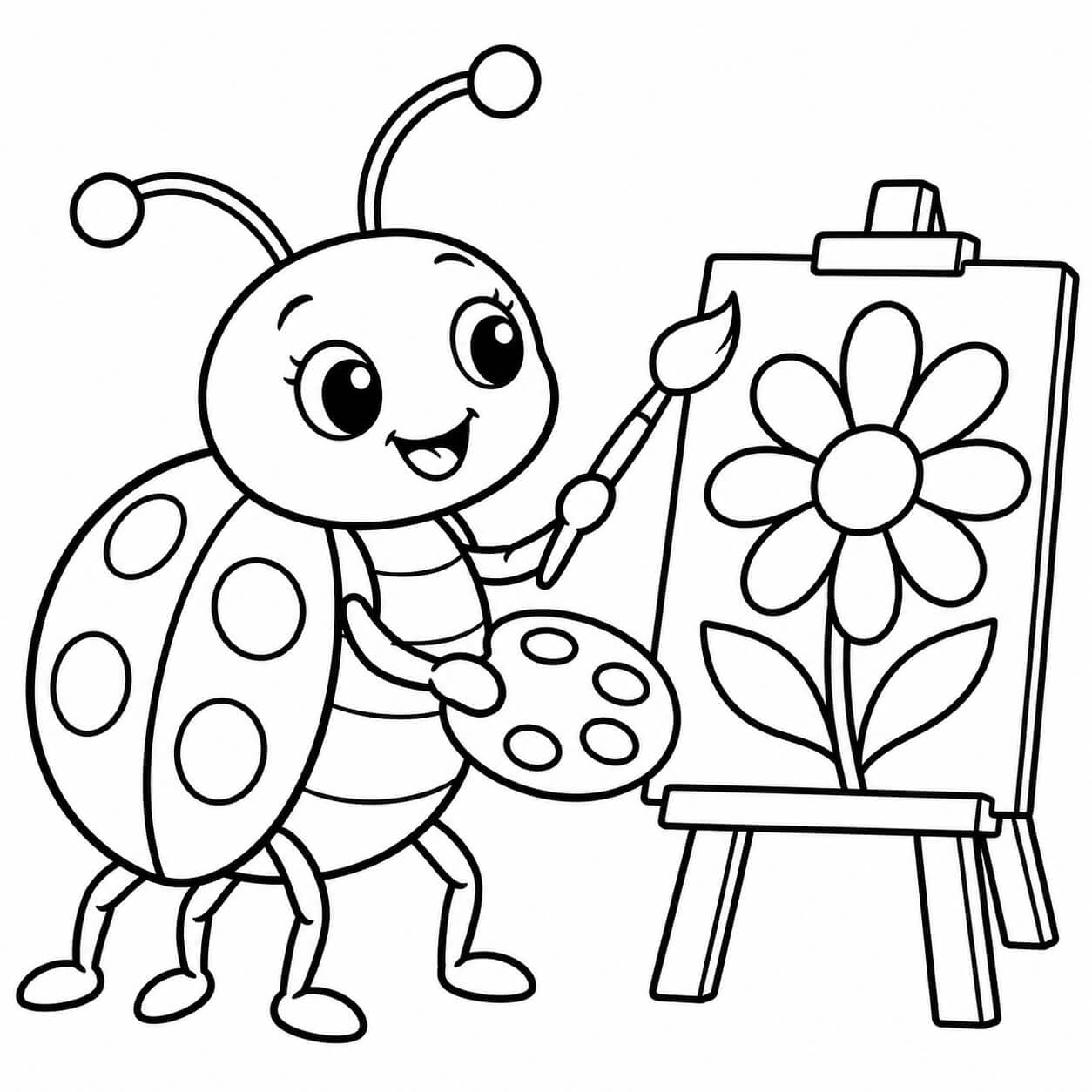 Besouro pintor para colorir