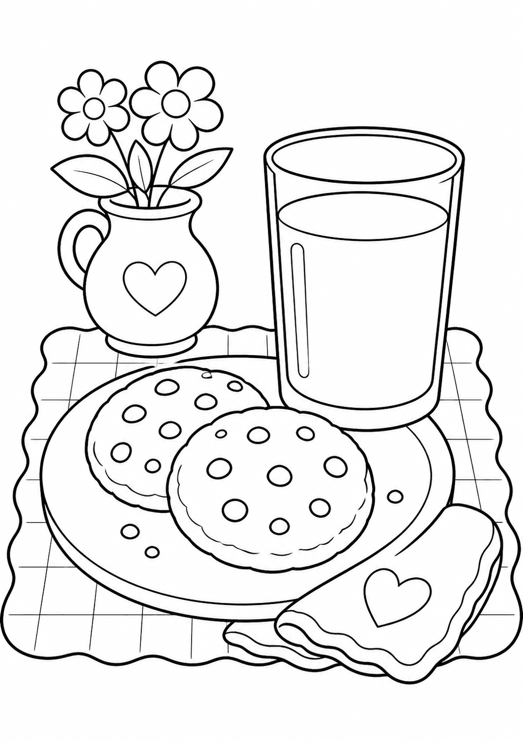 Biscoitos com copo de leite para colorir