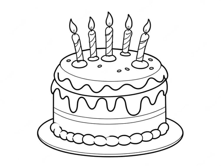 19 Desenhos de Bolo de Aniversário para colorir