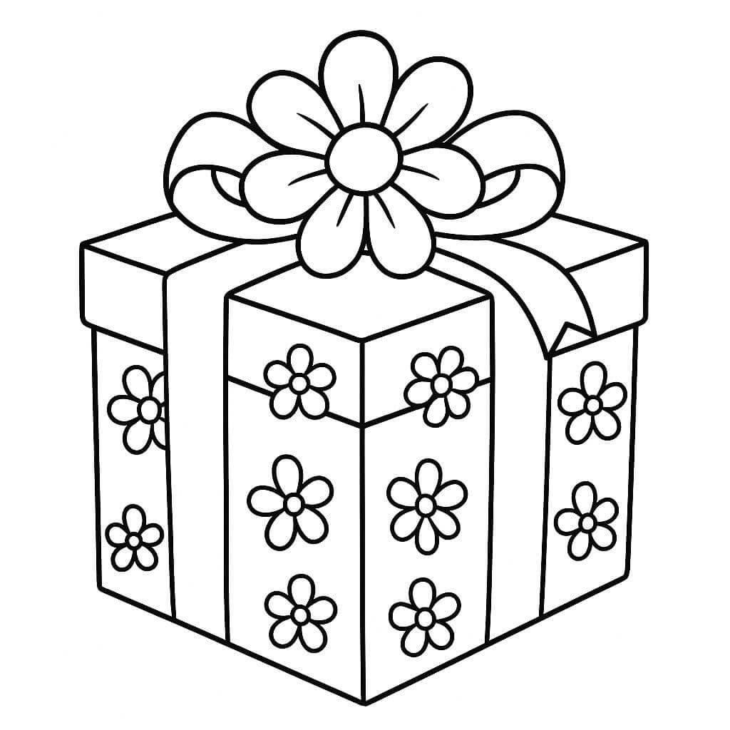 Caixa com flor para colorir