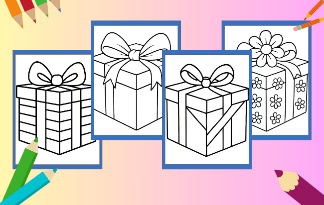 Desenhos de caixa de presente para colorir