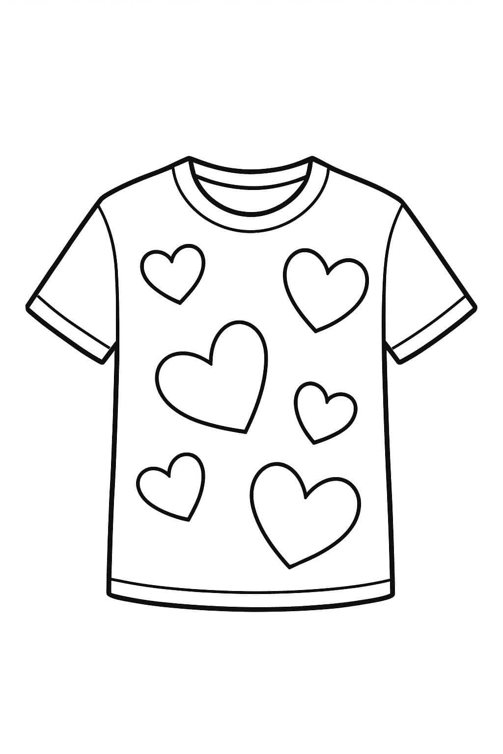 Camiseta com corações para colorir