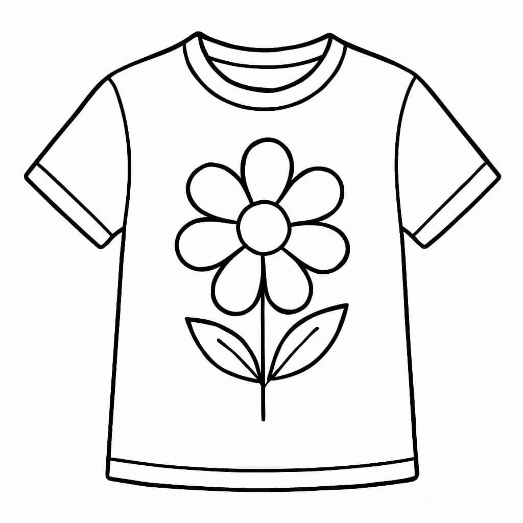Camiseta com flor para colorir