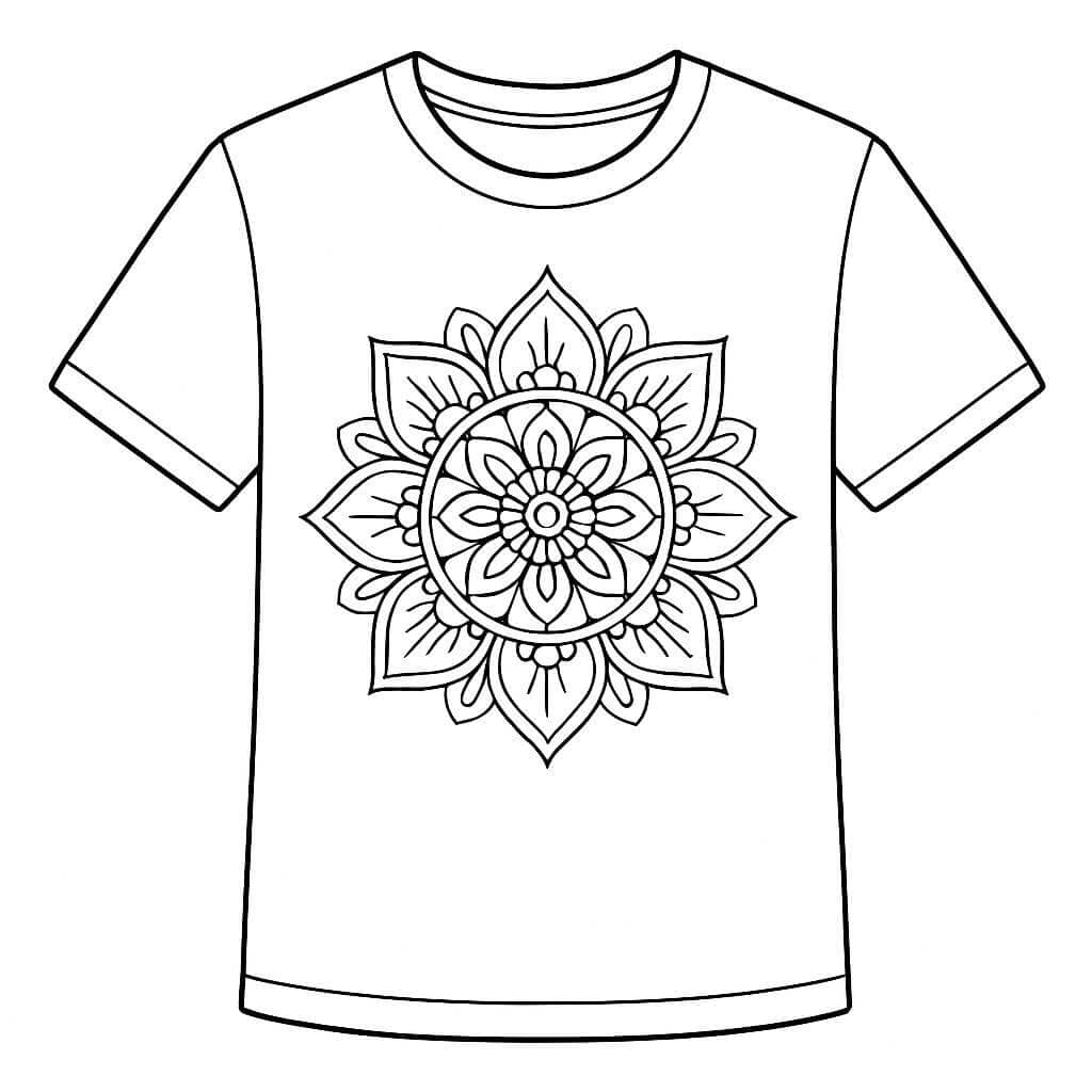 Camiseta mandala para colorir