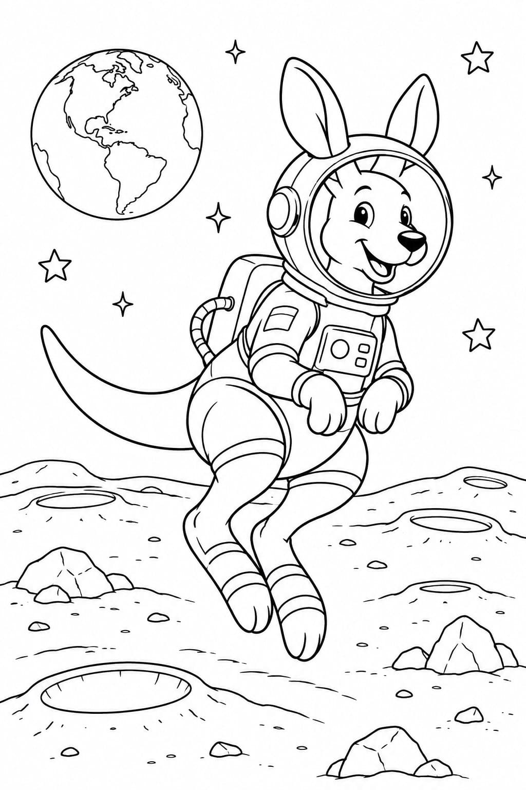 Canguru astronauta para colorir
