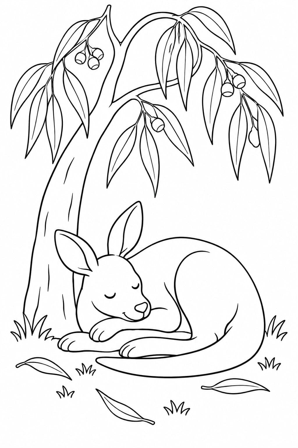 Canguru dormindo para colorir