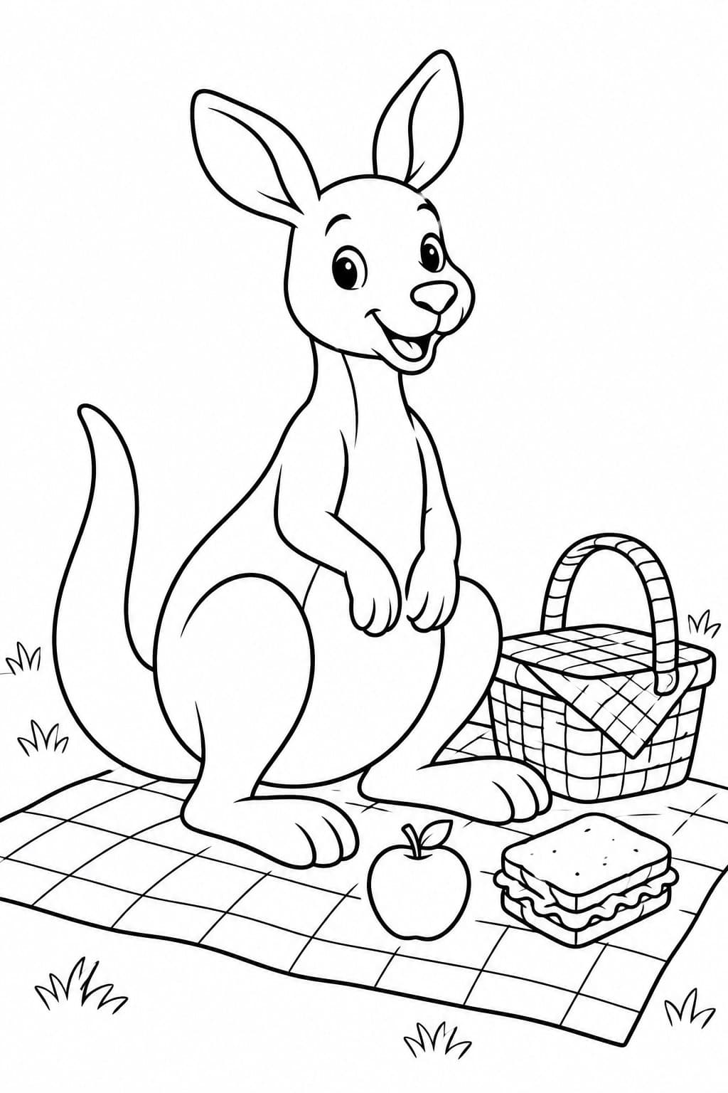 Canguru no piquenique para colorir