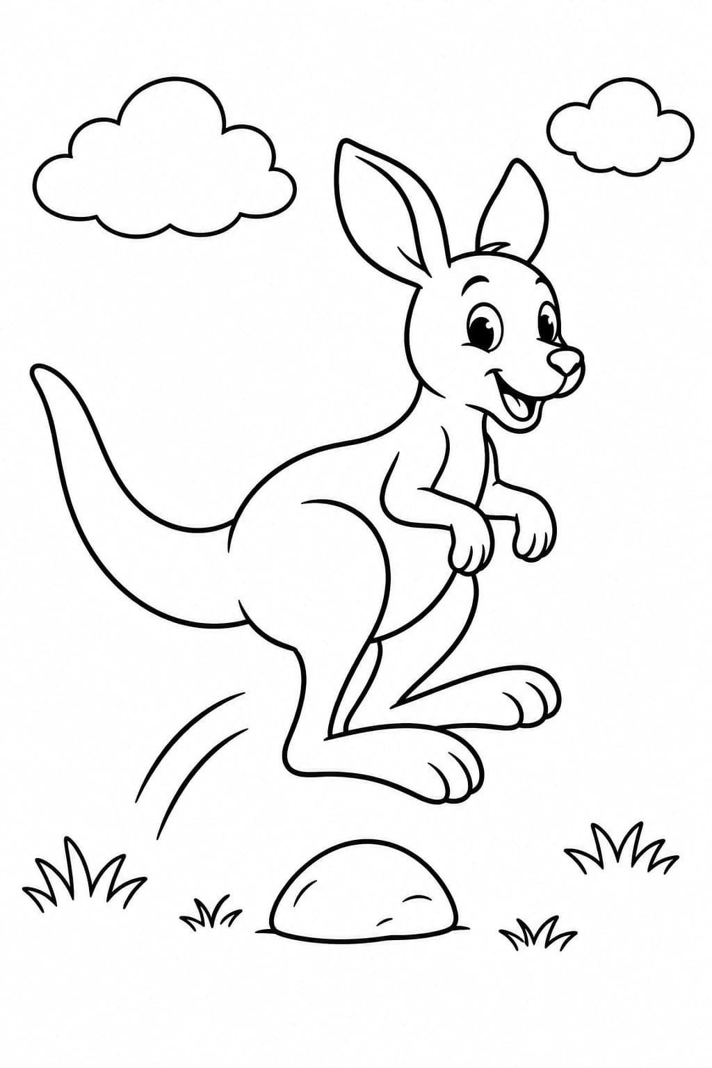 Canguru pulando para colorir
