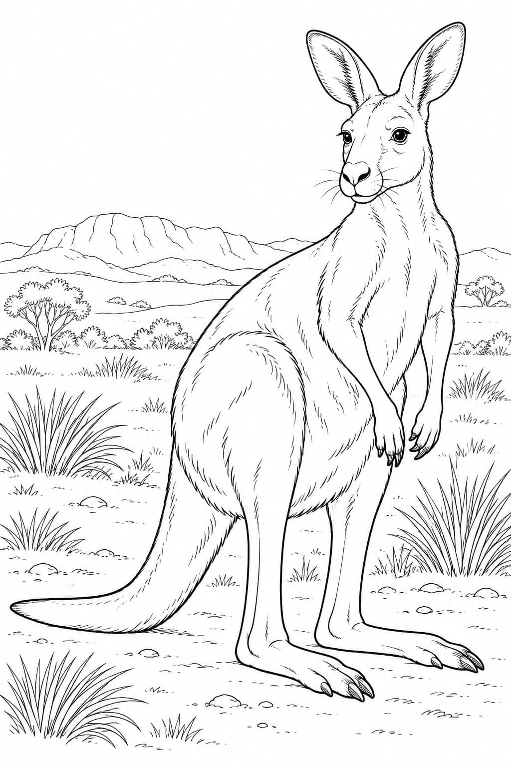 Canguru realista para colorir