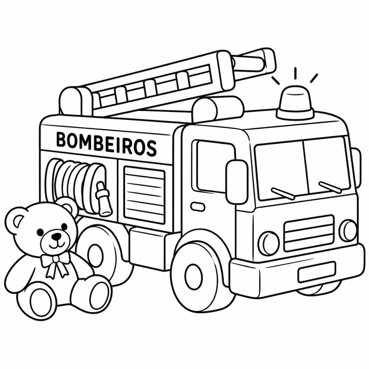 Carro de bombeiro de brinquedo para colorir