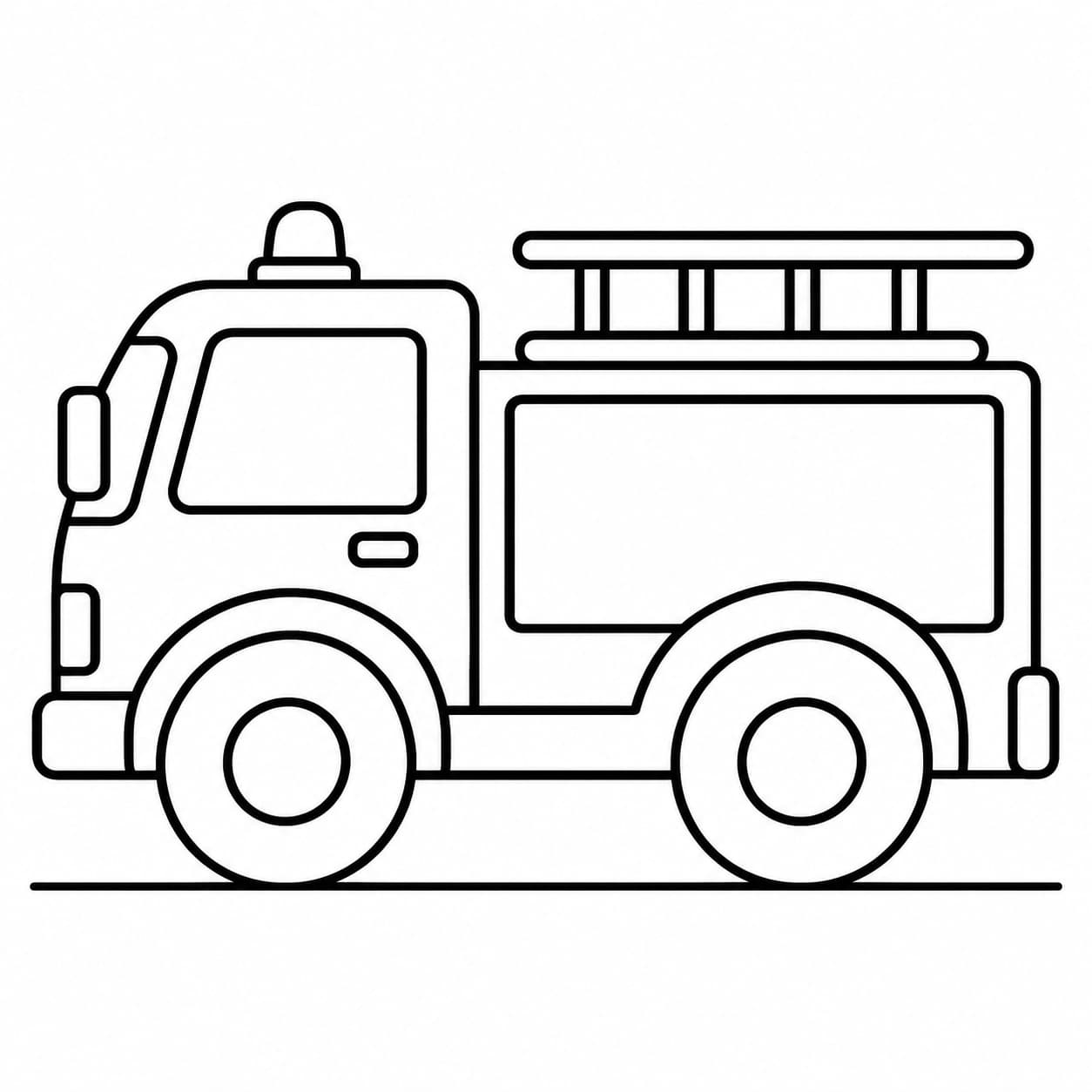 Carro de bombeiro infantil de lado para colorir