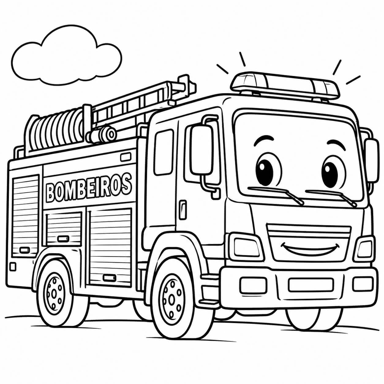 Carro de bombeiro para colorir