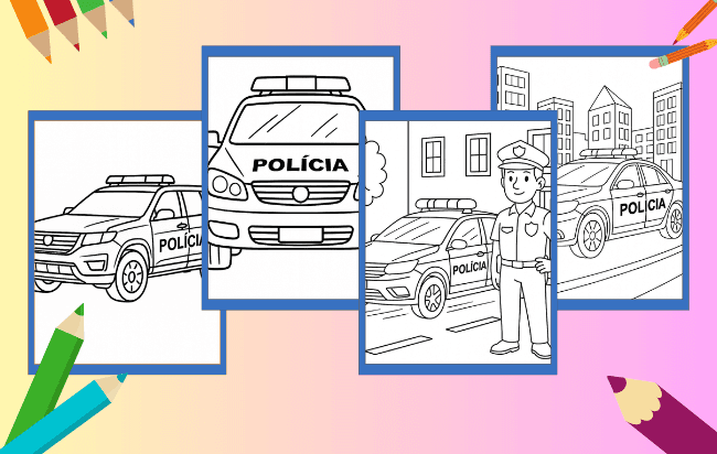 Desenhos de carro de polícia para colorir